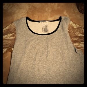 Shimmer top with gold sleeves